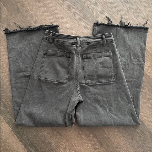 Miou Muse Black Wide-Leg Raw Edge Jeans Pants Sz Large - Picture 4 of 4